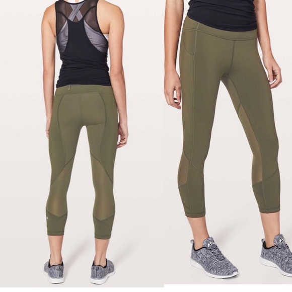lululemon athletica Pants - Lululemon pace rival crop sz 4 olive